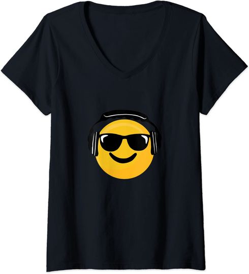 Discover T-shirt de Mulher Emoji de Headphones Gola V