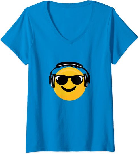 Discover T-shirt de Mulher Emoji de Headphones Gola V