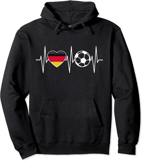 Discover Germany Soccer Shirt Funny Soccer Fan Heartbeat German Pullover Hoodie