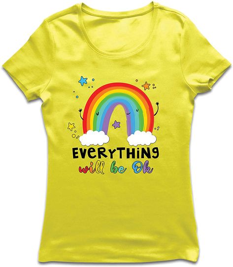 Discover T-shirt de Mulher Com Arco-Íris Tudo Ficará Bem