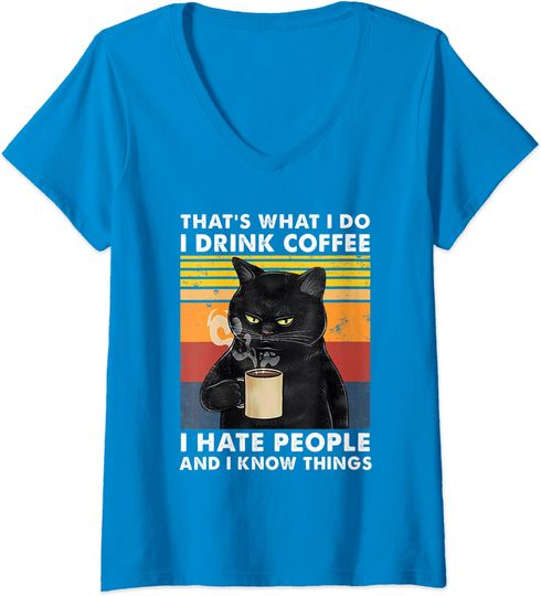 Discover T-shirt de Mulher Eu Bebo Café I Hate People And I Know Things