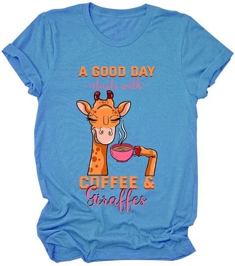 Discover T-shirt Unissexo Bom Dia Com Giraffe e Café