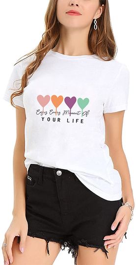 Discover T-shirt de Mulher de Manga Curta Enjoy Your Life