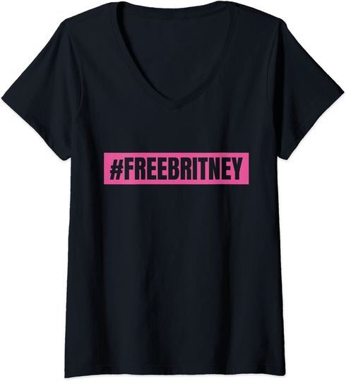Discover T-shirt de Mulher Free Britney com Decote em V