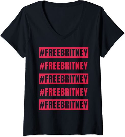 Discover T-shirt de Mulher Free Britney Movement Decote em V