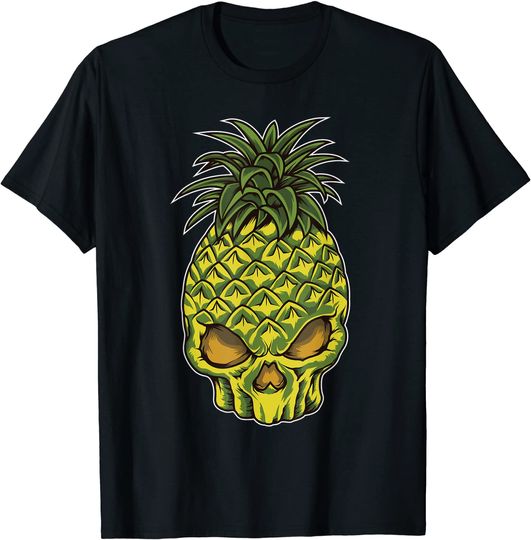 Discover T-shirt Unissexo Crânio de Ananá Fruta de Verão
