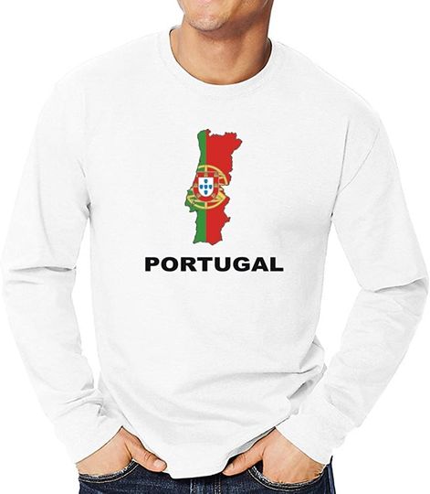 Discover T-shirt de Homem com Manga Comprida Mapa de Portugal