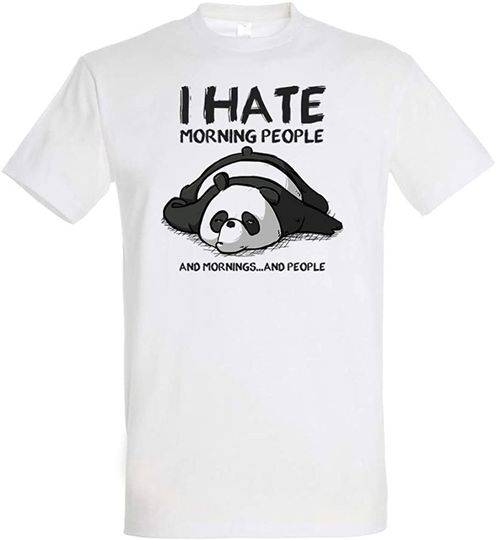 T-shirt Unissexo I Hate Morning People com Urso Panda