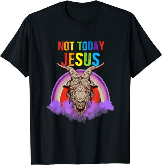 Discover T-shirt Unissexo Not Today Jesus com Estampa de Cabra