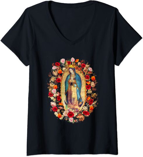 Discover T-shirt de Mulher Nossa Senhora de Guadalupe Virgem Maria Católica