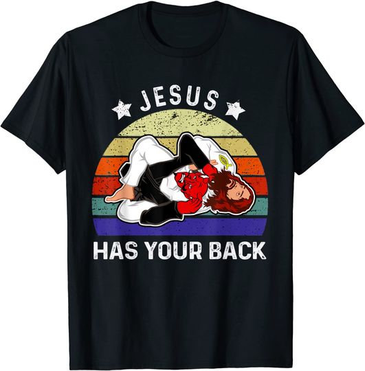 Discover T-shirt Unissexo de Manga Curta Jesus Has Your Back