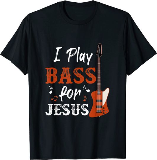 Discover T-shirt Unissexo de Manga Curta I Play Bass For Jesus