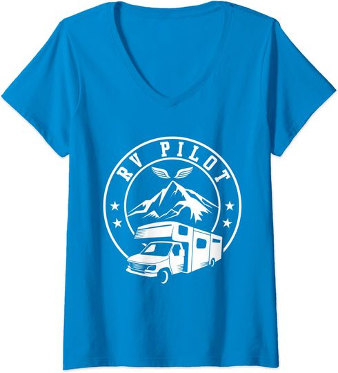 Discover T-shirt de Mulher Viagem de Férias de Acampamento Decote em V