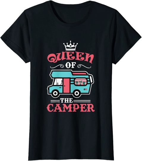 Discover T-shirt de Mulher de Manga Curta Queen of the Camper
