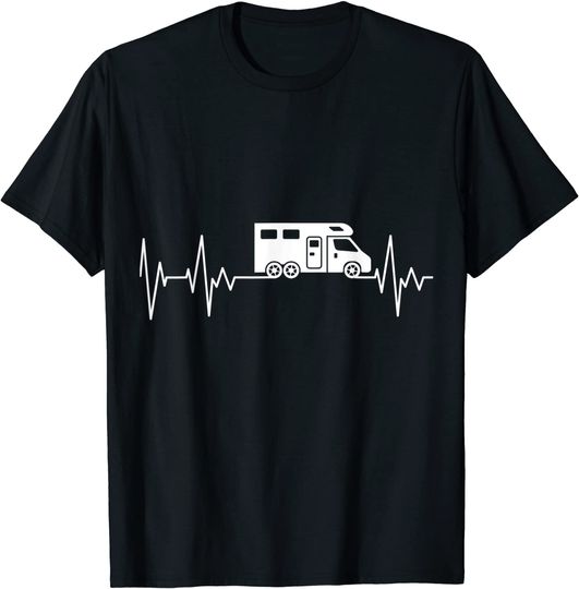 Discover T-shirt Unissexo Acampamento com Motohome de Coração