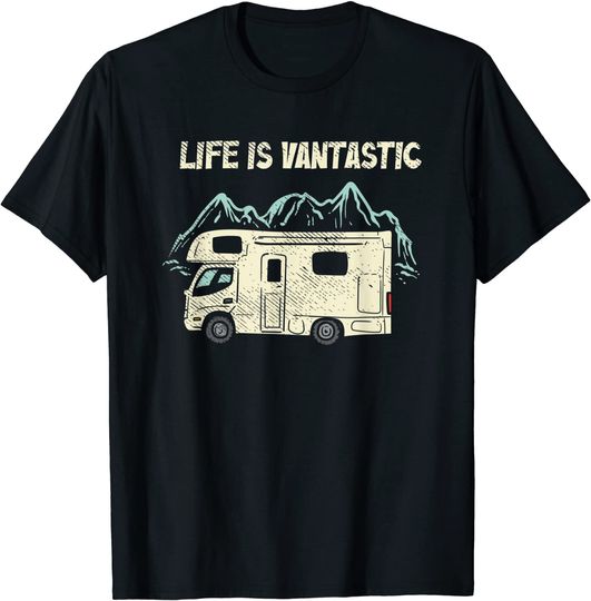 Discover T-shirt Unissexo com Acampamento Life Is Vantastic