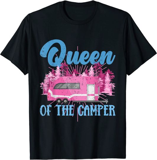 Discover T-shirt Unissexo Queen Of The Camper com Caravana