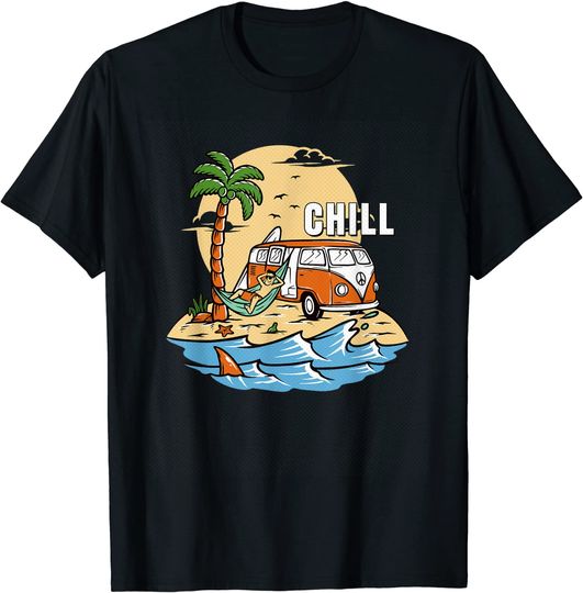 Discover T-shirt Unissexo com Acampamento de Verão na Ilha