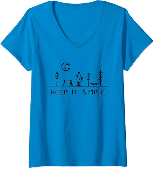 Discover T-shirt de Mulher Keep It simples com Acampamento Decote em V