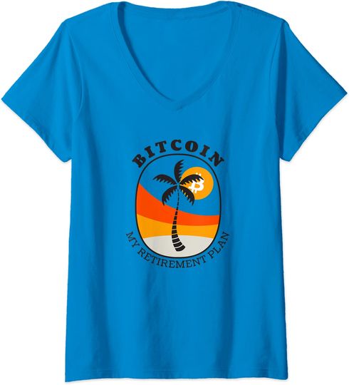 Discover T-shirt de Mulher Bitcoin e Meu Plano de Reforma Decote em V