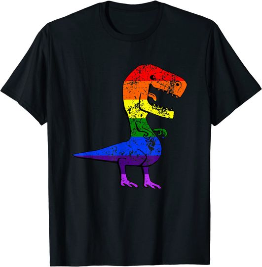 Discover T-shirt Unissexo Orgulho LGBT com Dinossauro Engraçado