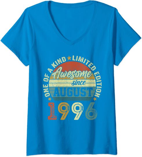 Discover T-shirt de Mulher Awesome Since August 1997 com Decote em V