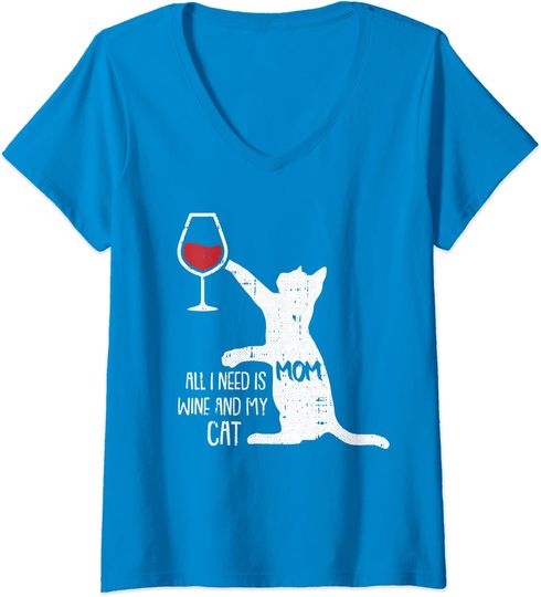 Discover T-shirt de Mulher Todo o Que Eu Preciso É Vinho e meu Gato