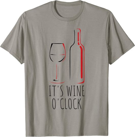 Discover T-shirt para Homem e Mulher It's Wine O'Clock com Vinho Tinto