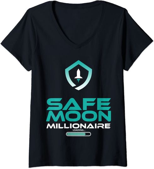 Discover T-shirt de Mulher Safemoon Millionaire HODL Decote em V