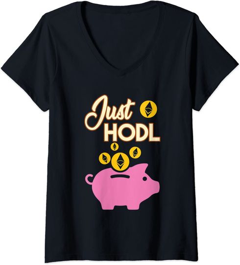 Discover T-shirt de Mulher Just HODL com Decote em V