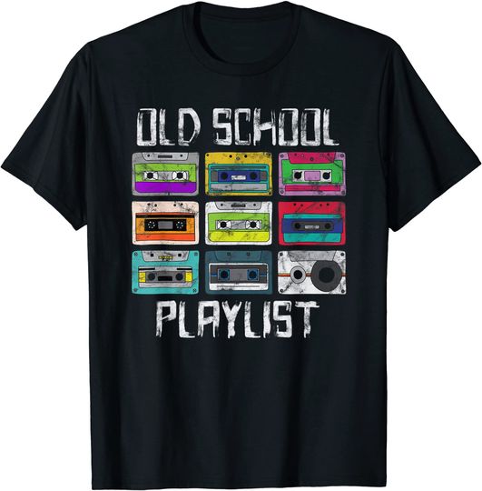 Discover T-shirt Unissexo Cassete de Música Old School Playist