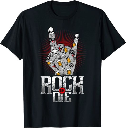 Discover T-shirt para Homem e Mulher Música Rock or Die