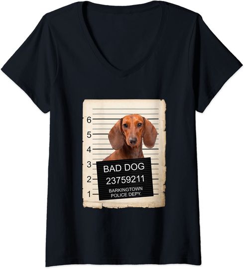 Discover T-shirt de Mulher Bad Dog com Decote em V