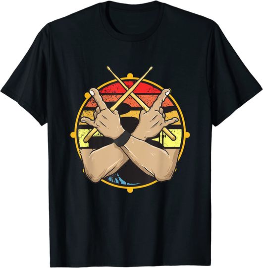 T-shirt Unissexo Drummer Drumsticks Engraçado
