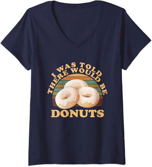 Discover T-shirt de Mulher com Donuts Vintage Retro Decote em V