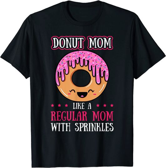 Discover T-shirt Unissexo de Manga Curta Donut Mom