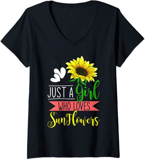 Discover T-shirt de Mulher Amante das Flores Just A Girl Who Loves Sunflowers