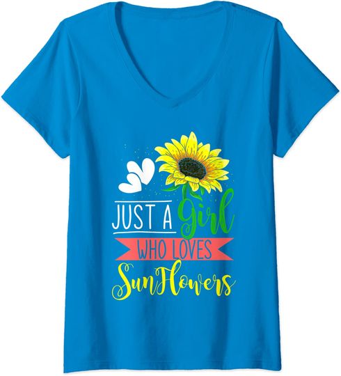 Discover T-shirt de Mulher Amante das Flores Just A Girl Who Loves Sunflowers