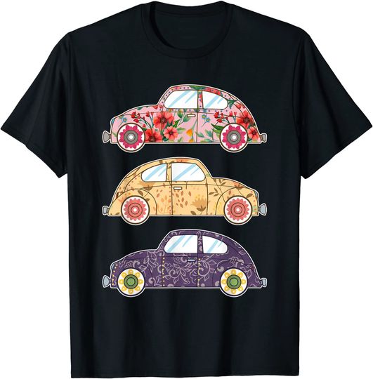 Discover T-shirt para Homem e Mulher com Carros das Flores