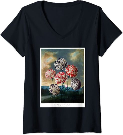 Discover T-shirt de Mulher com Estampa dos Cravos Decote em V