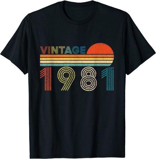 Discover T-shirt Unissexo Vintage 1981 Feliz Aniversário