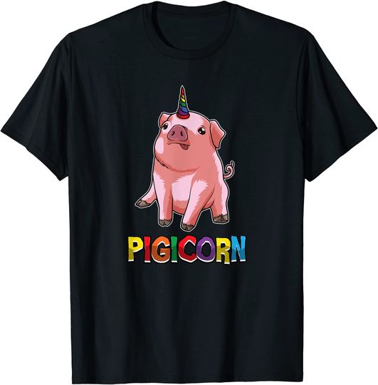 Discover T-shirt Unissexo Pigicorn Engraçado Unicórnio e Porco
