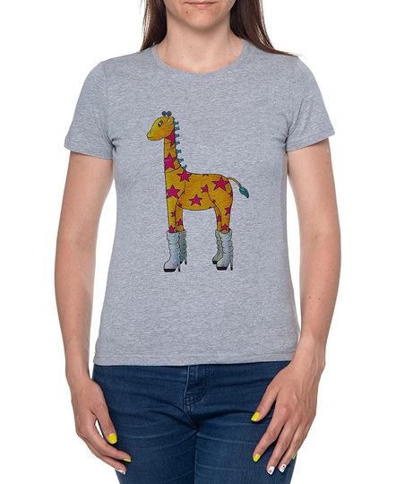 Discover T-shirt de Mulher Girafa de Estrela Usando Botas