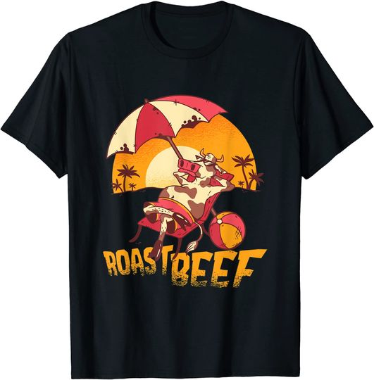 Discover T-shirt Unissexo Roast Beef  Vaca Divertida Apanhar Sol Na Praia