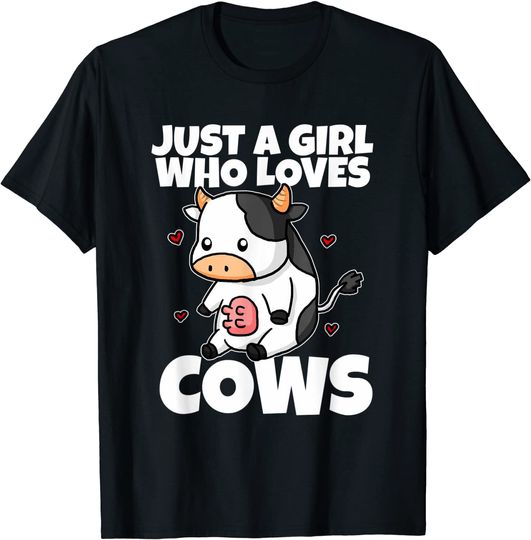T-shirt Unissexo com Vaca Just A Girl Who Loves Cows