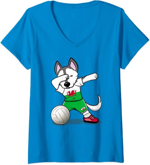 Discover T-shirt de Mulher Cão Husky Divertido com Voleibol
