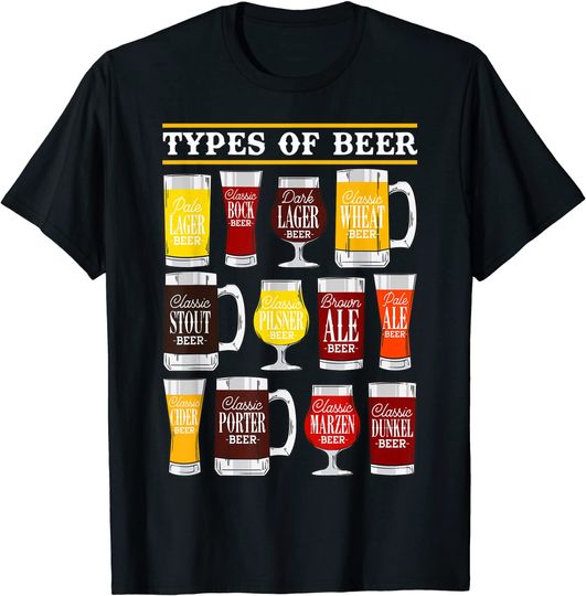 Discover T-shirt Unissexo com Tipos de Cerveja