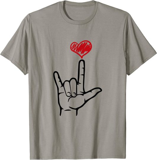 T-shirt Unissexo Linguagem de Sinais ASL Eu Te Amo