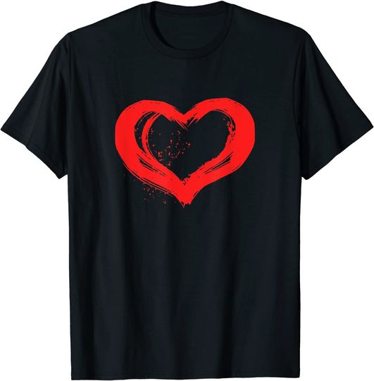 Discover T-shirt Unissexo de Manga Curta com Coração Vermelho