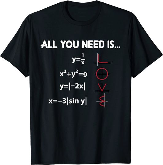 Discover T-shirt Unissexo All You Need Is Love Amor e Matemática